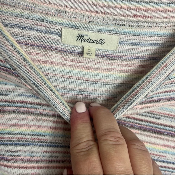 Madewell Bubble-Sleeve Crop Top in Rainbow Stripe size Large - Picture 2 of 3